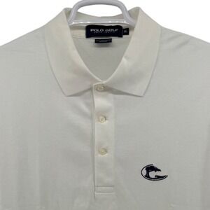 Polo Golf Ralph Lauren Mens XL White Pima Cotton Polo Ocean Forest Member Logo